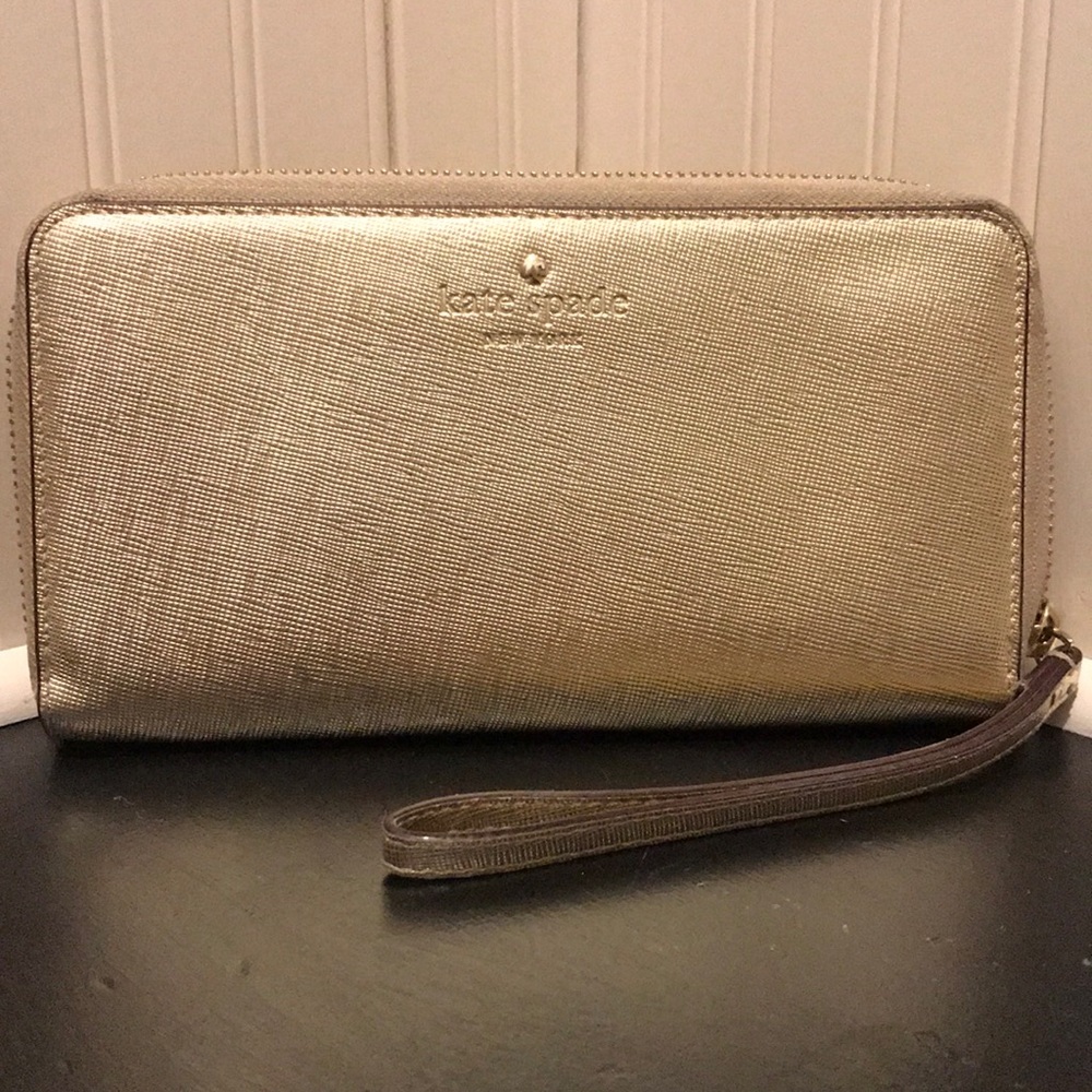 Kate Spade Gold Zip Wristlet